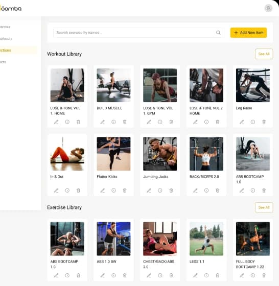 Fitness Portal Admin Panel Section Screen