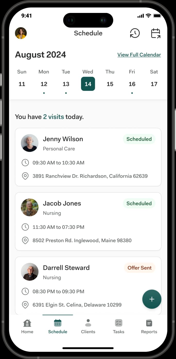Caregiver App Schedule