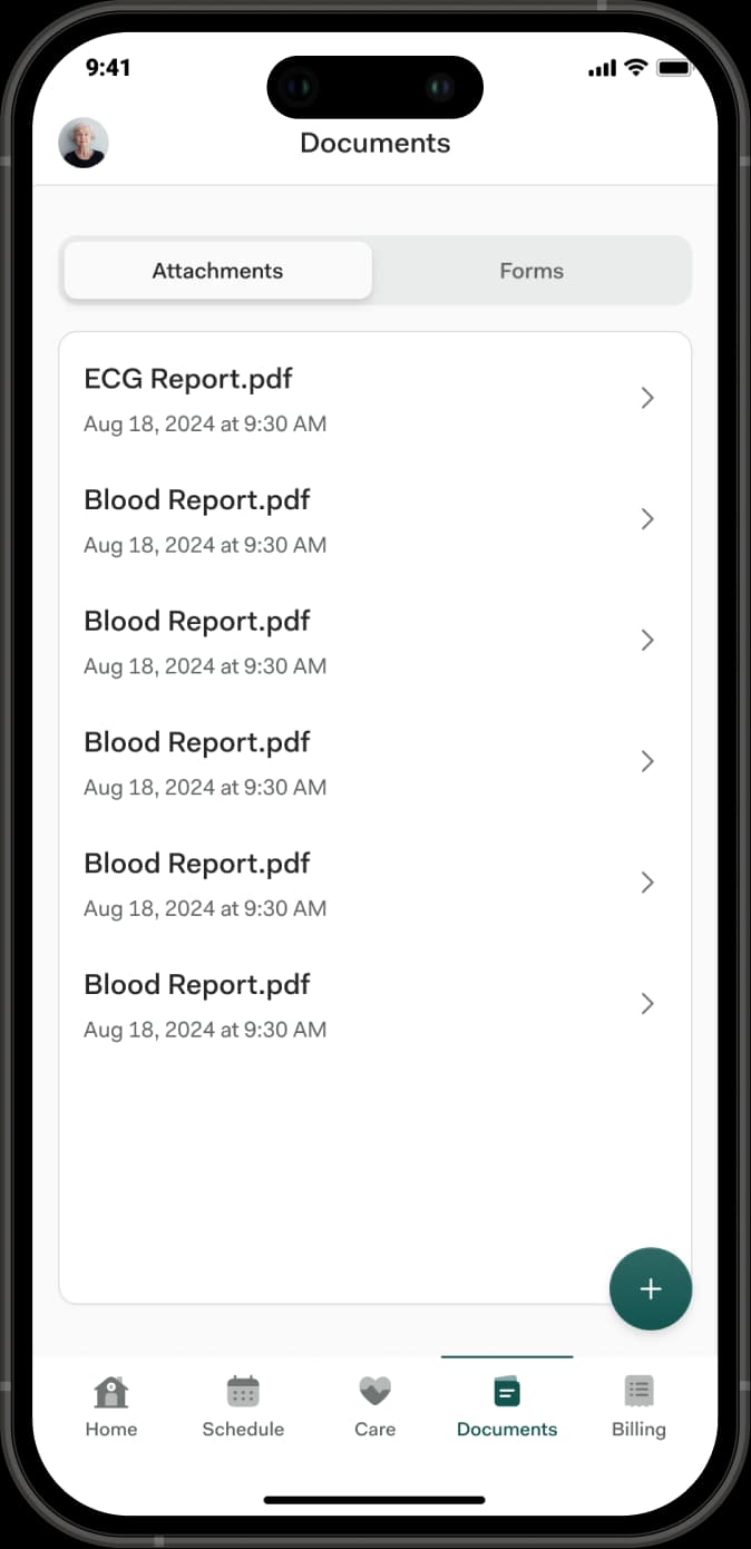 Documents screen