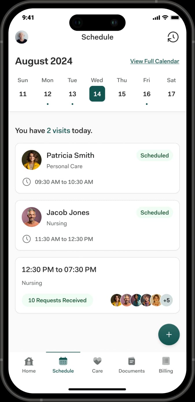 Schedule screen