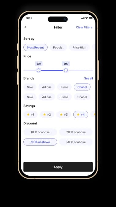 FlexiPe Online App Filter Screen