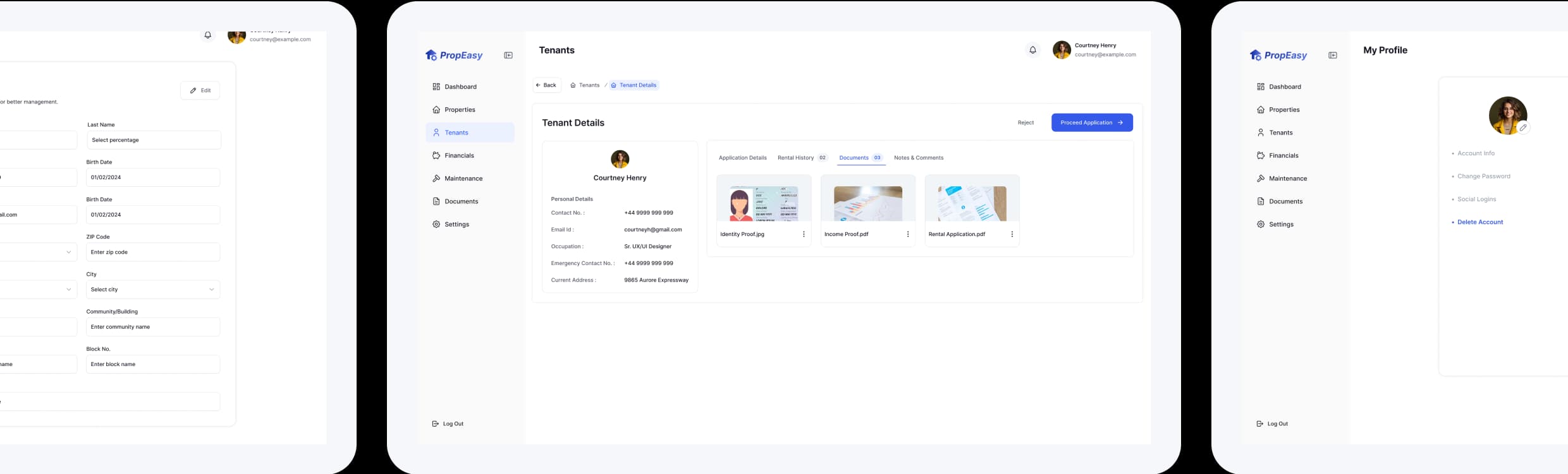 More Screens of Property Management App