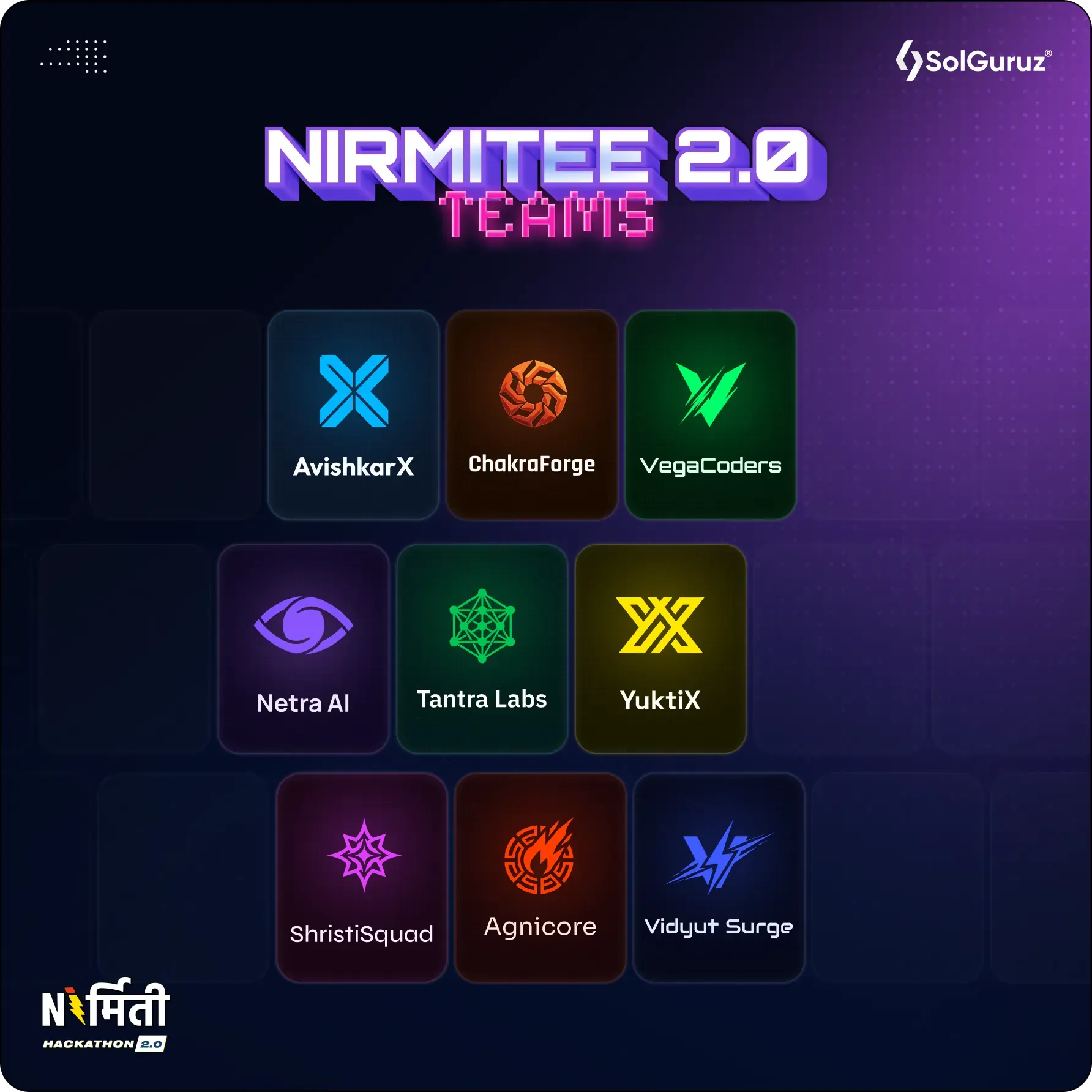 teams participating in solguruz nirmitee 2.0 ai hackathon 2026