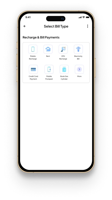 Flexipe Online App Select Bill Type Screen