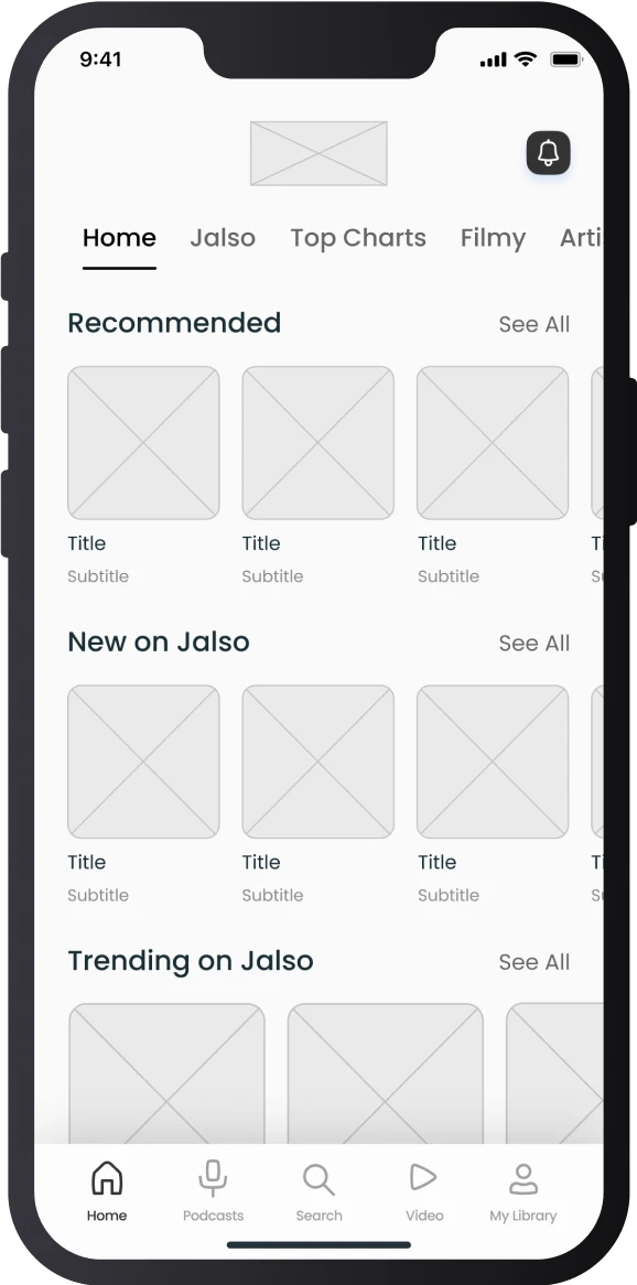 Jalso Wireframes Home Screen
