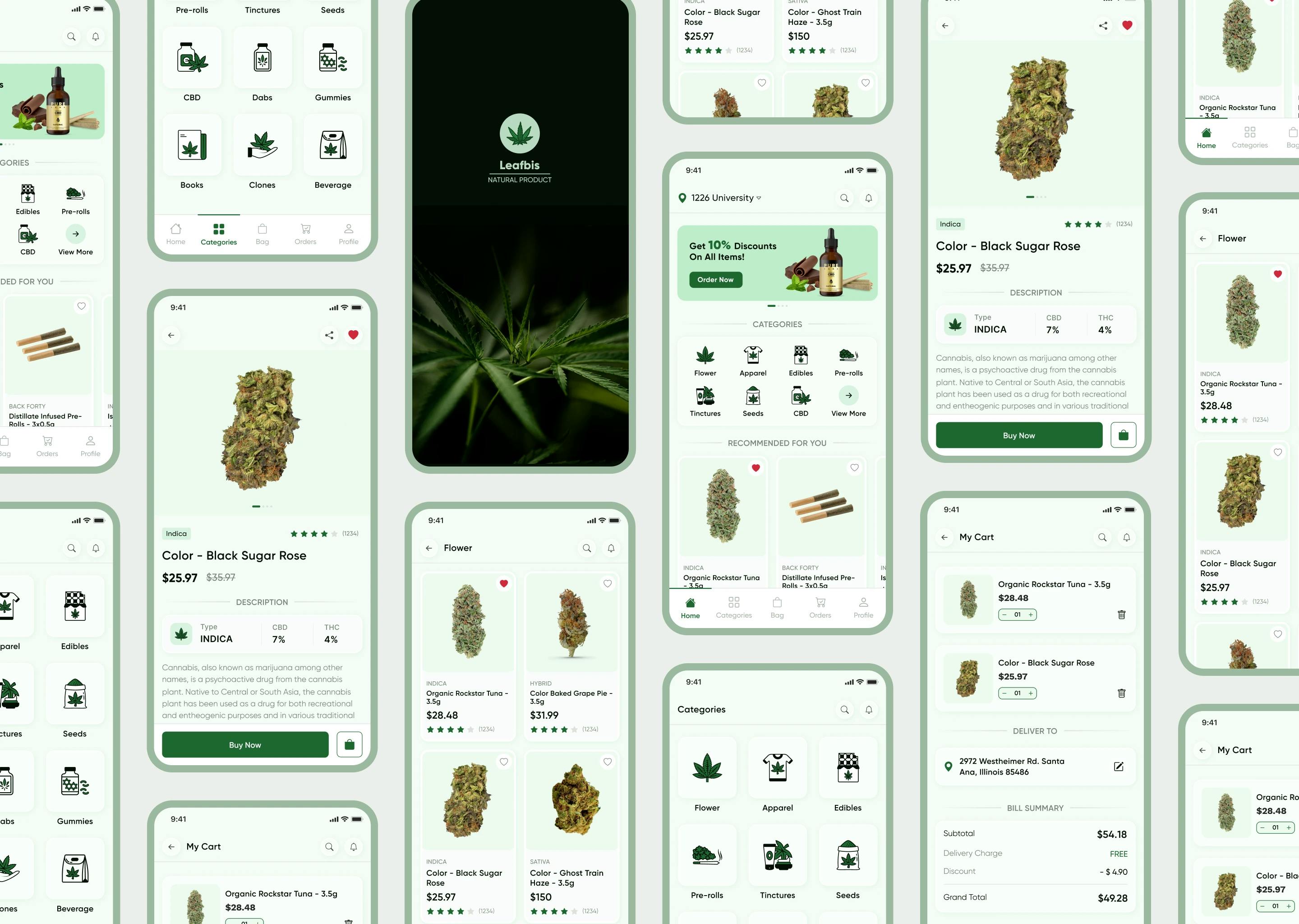 SolGuruz Cannabis Delivery App Low Fidelity Wireframes