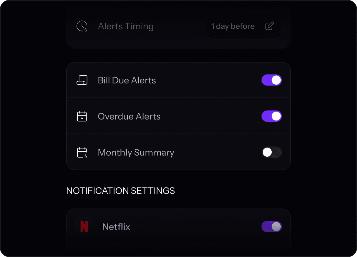 Unsub notification settings screen