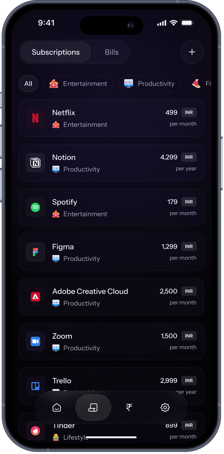 Unsub subscription list screen