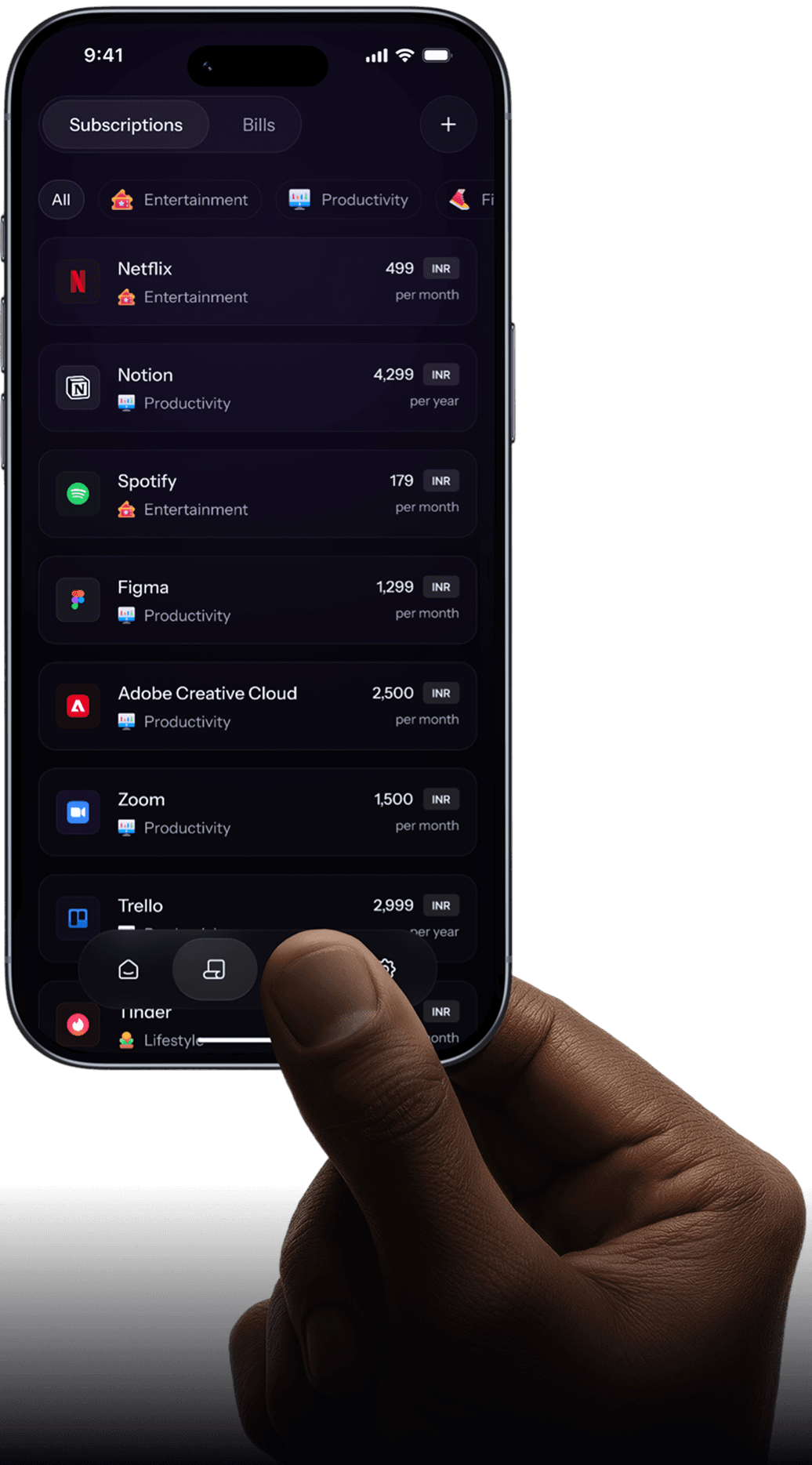 Unsub app subscription list screen on mobile