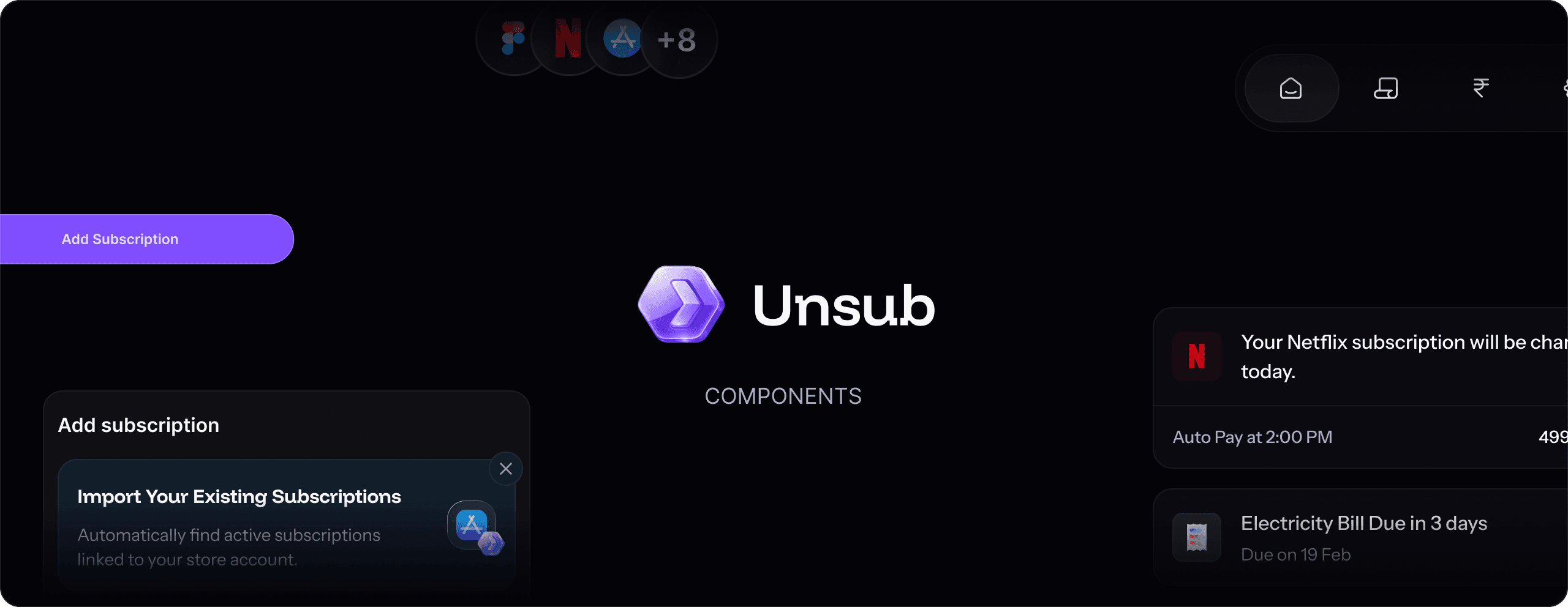 Unsub UI components overview
