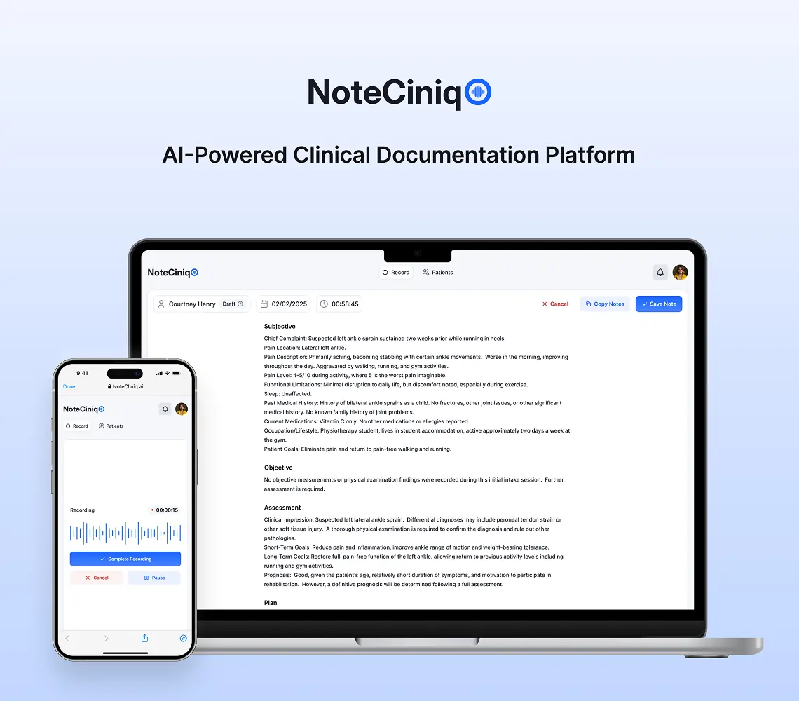 NoteCliniq: AI-Powered Clinical Documentation Platform