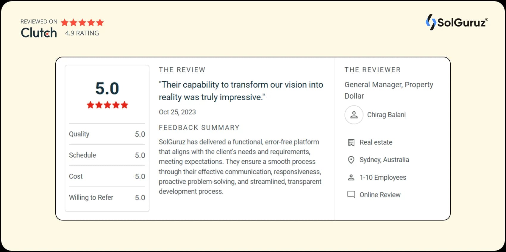 clutch review for real estate app development project