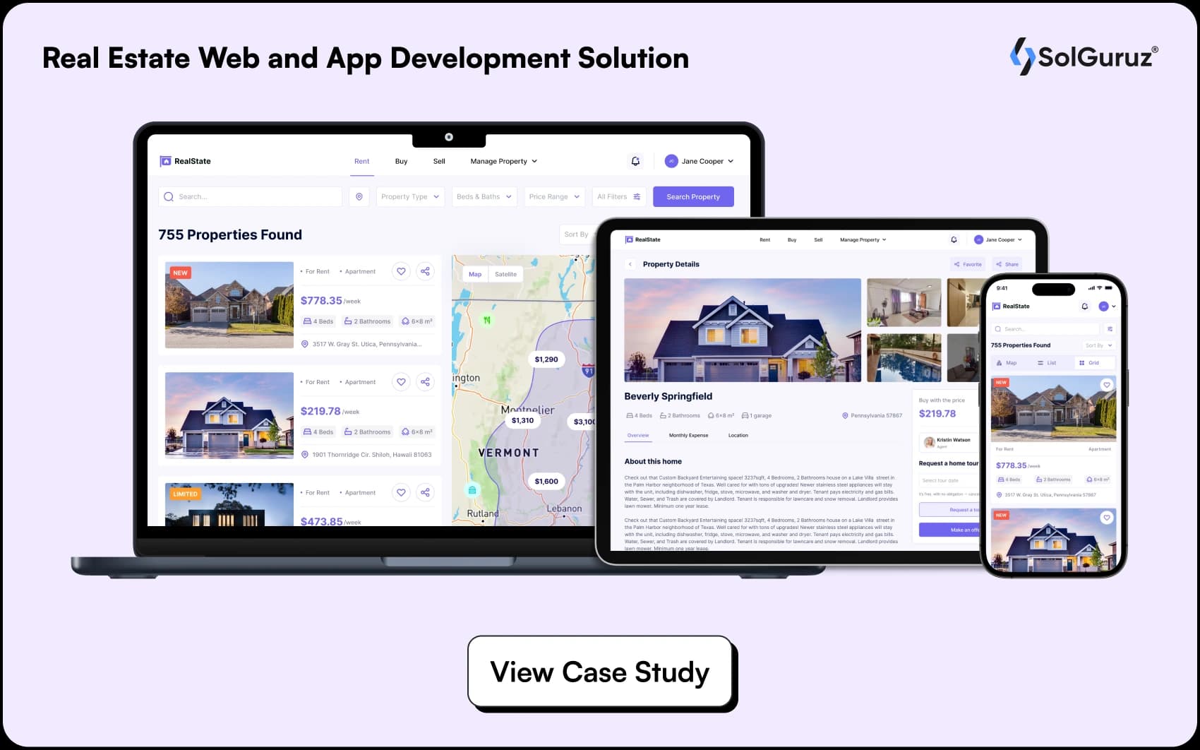 real estate web and app development solution