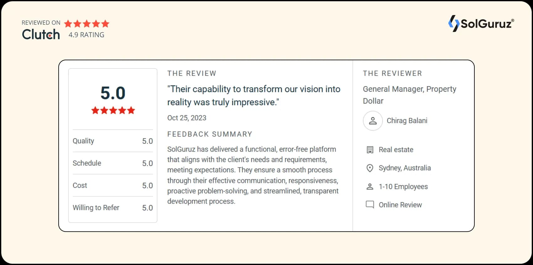 clutch review for real estate app development project