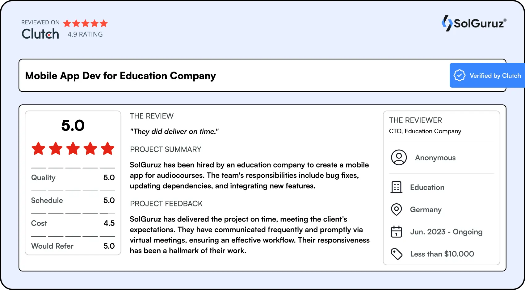 mobile app dev for education company