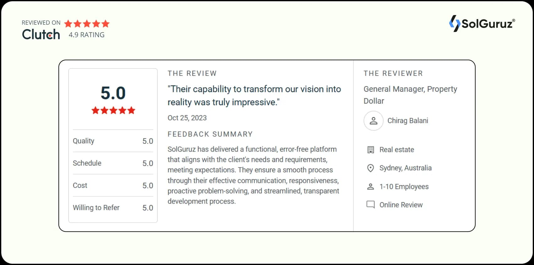 clutch review for real estate app development project