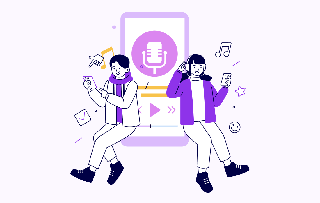 top mobile music streaming app UI with audio player, personalized playlists, and social music sharing.