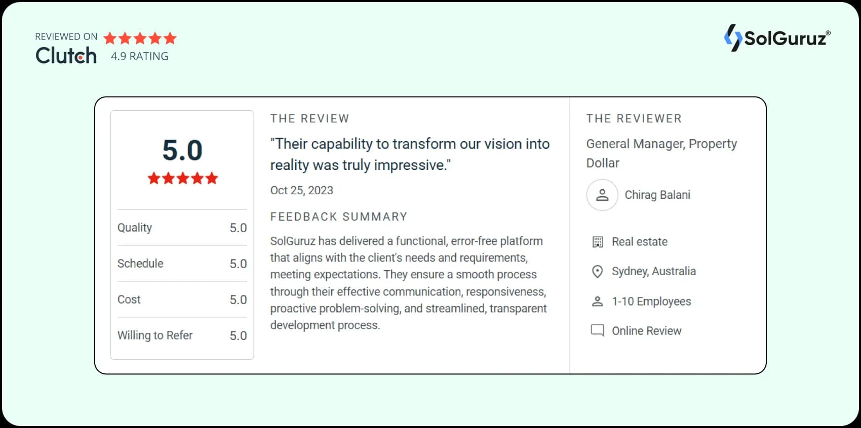 clutch review for real esate app solution