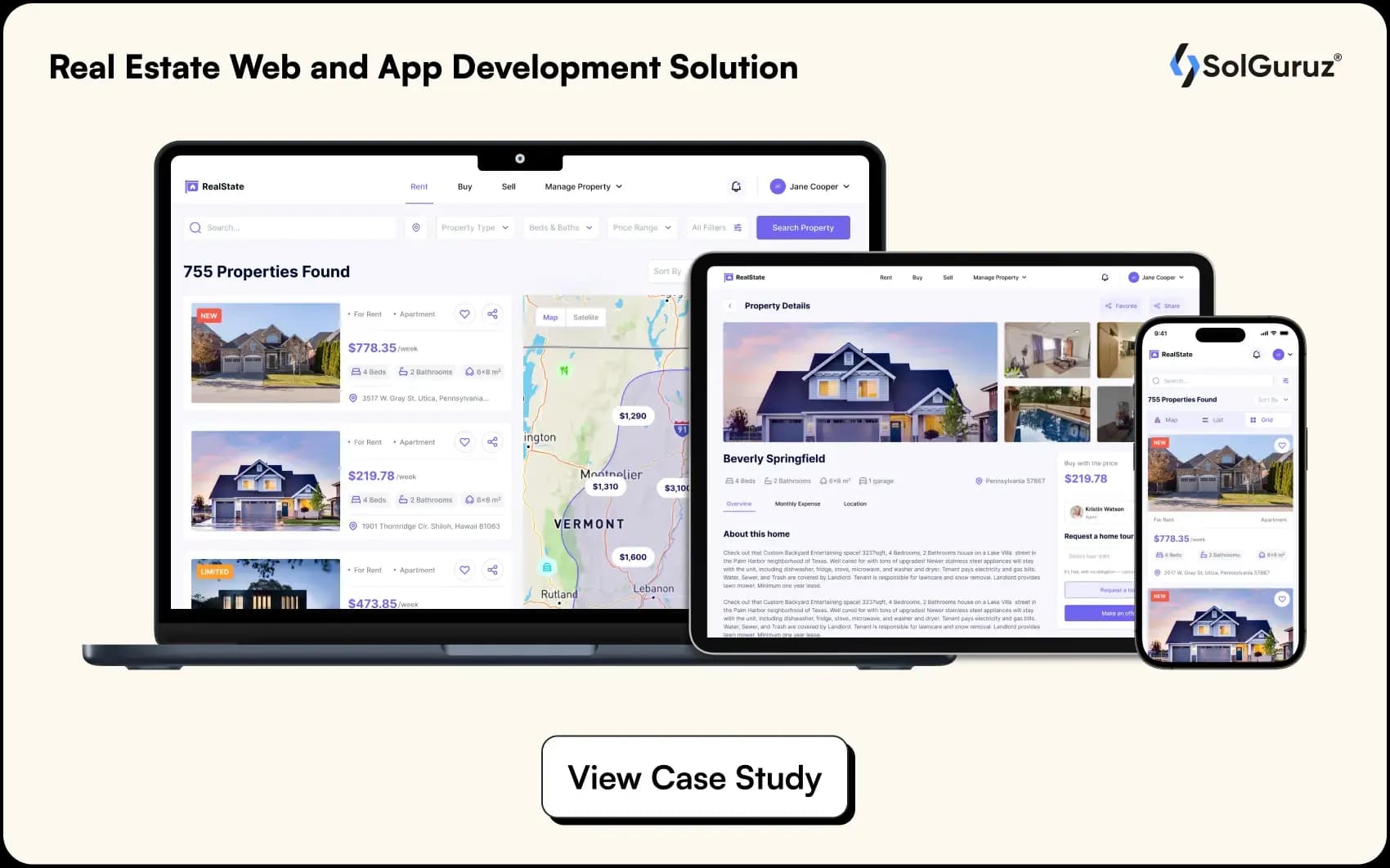 real estate web and app development solution