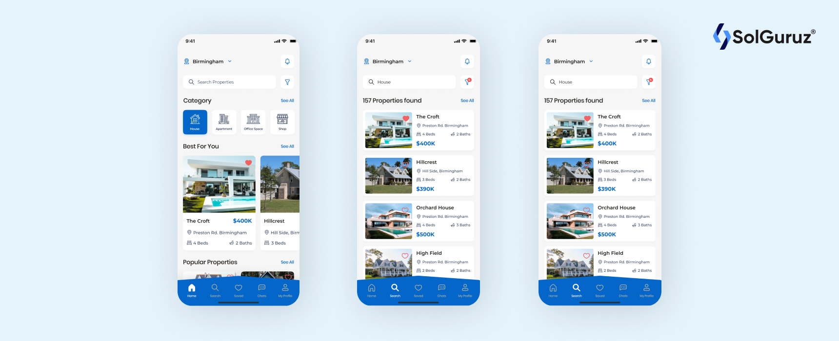 Real estate app - filters and categories