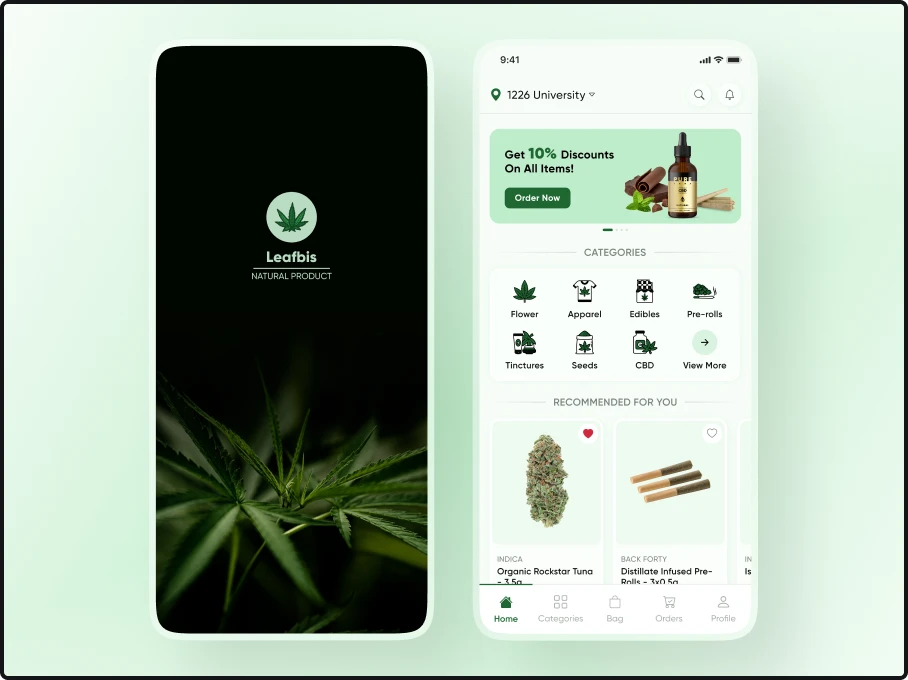 Mecical Cannabis Delivery App design and development