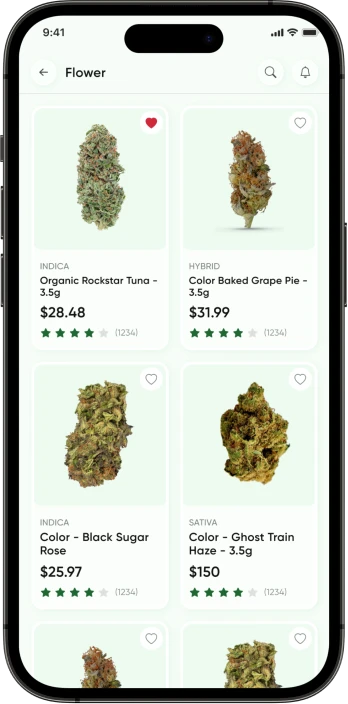 Cannabis Delivery App Product List Screen of Customer App