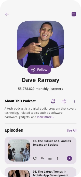 Podcast App Podcast Screen