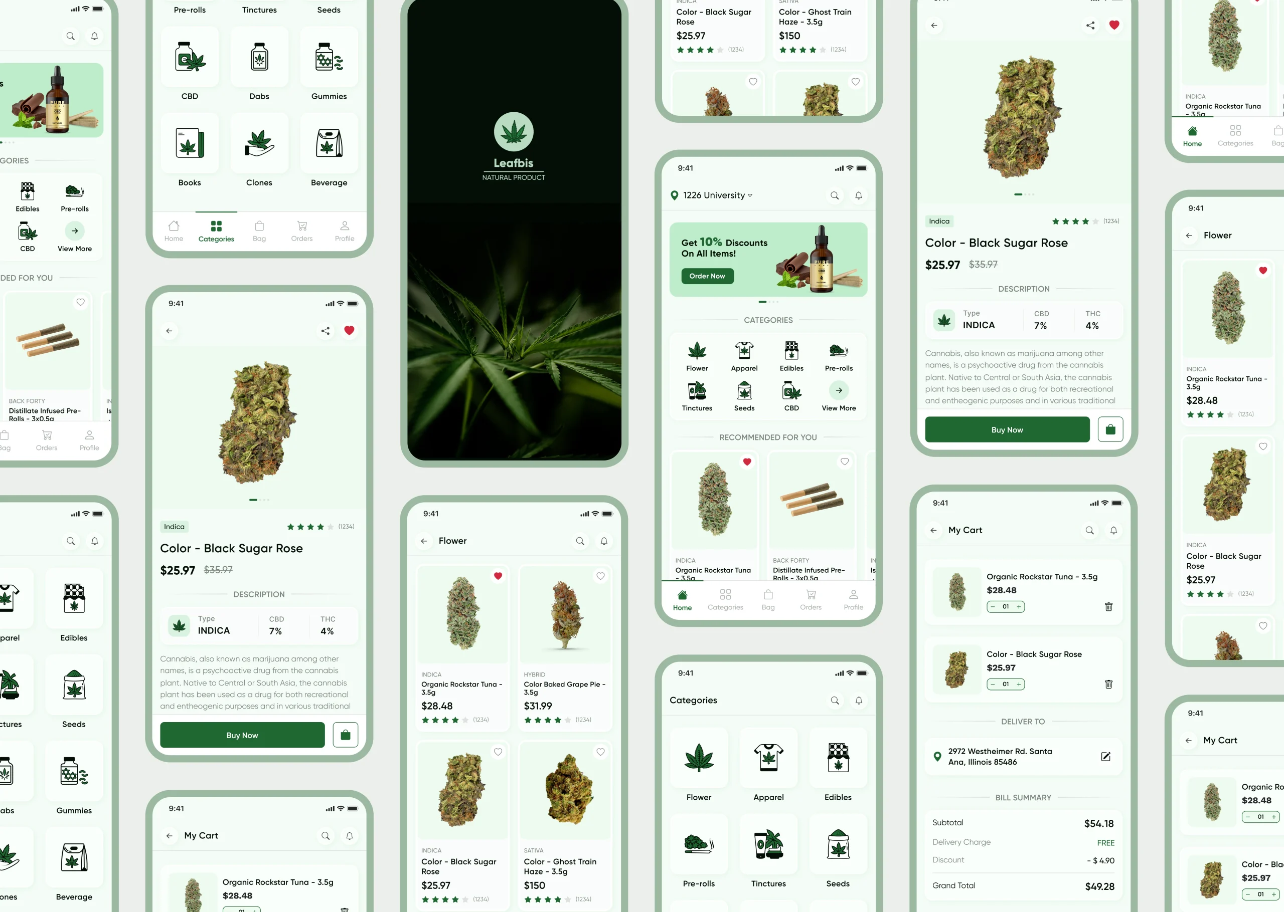 SolGuruz Cannabis Delivery App UI Screens