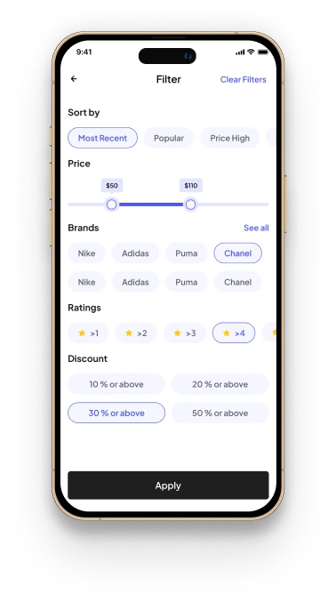 FlexiPe Online App Filter Screen