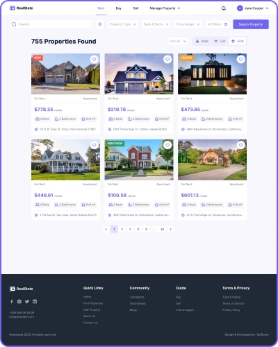SolGuruz Real Estate Website Portal Property Grid View